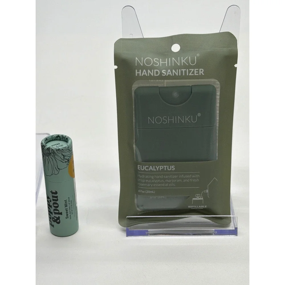 Noshinku Eucalyptus Hand Sanitizer Wipes & Poppy Pout Sweet Mint Lip Balm Set